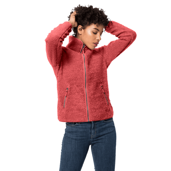 Damesjas Met Hoge Wolken Origins Coral Red Jack Wolfskin