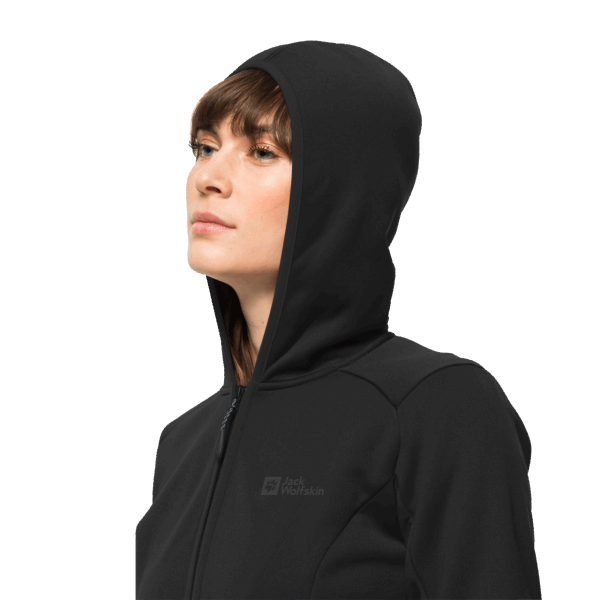 Hot Jack Wolfskin Zwarte Baiselberg-damescapuchon Met Volledige Ritssluiting