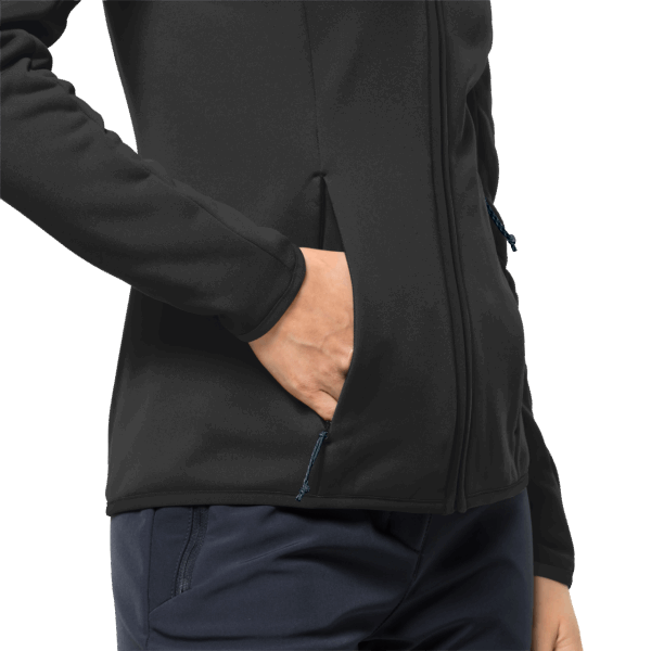 Hot Jack Wolfskin Zwarte Baiselberg-damescapuchon Met Volledige Ritssluiting