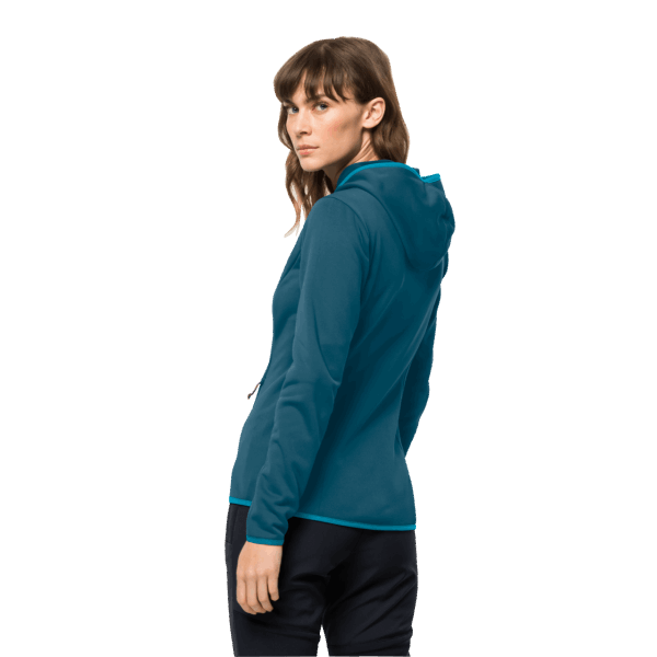 Nieuwe Blauwe Koraal Jack Wolfskin Baiselberg-damescapuchon Met Volledige Ritssluiting