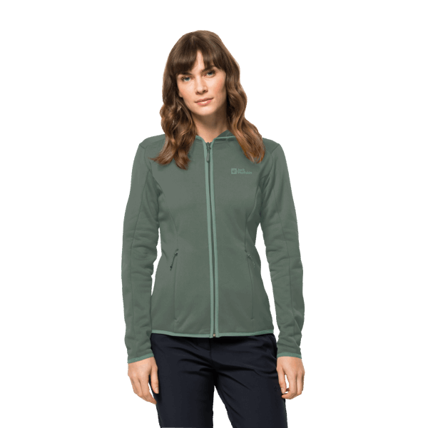 Fashion Hedge Groene Dames Jack Wolfskin Met Capuchon En Volledige Ritssluiting