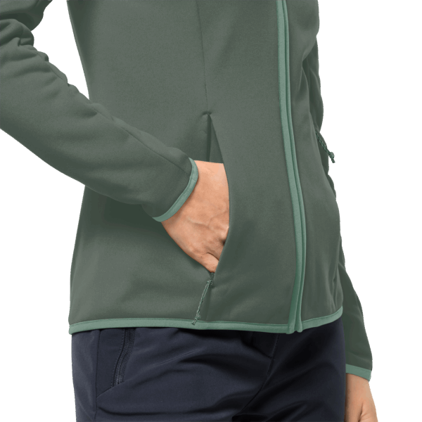 Fashion Hedge Groene Dames Jack Wolfskin Met Capuchon En Volledige Ritssluiting