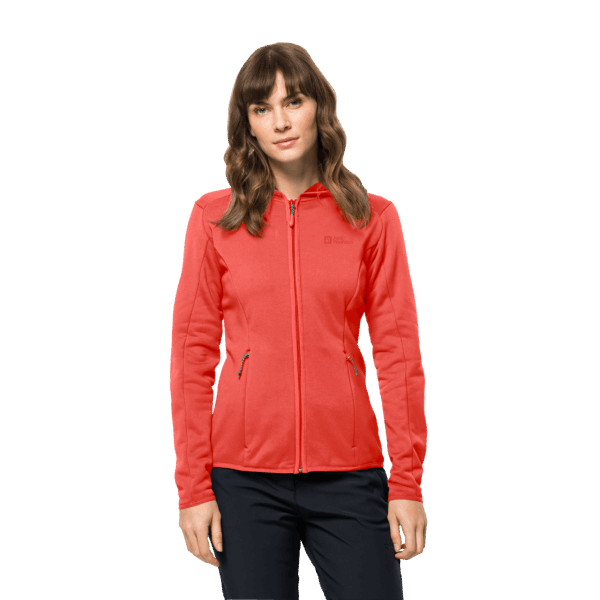 Baiselberg Jack Wolfskin Hot Coral-collectie Met Volledige Rits En Capuchon Voor Dames