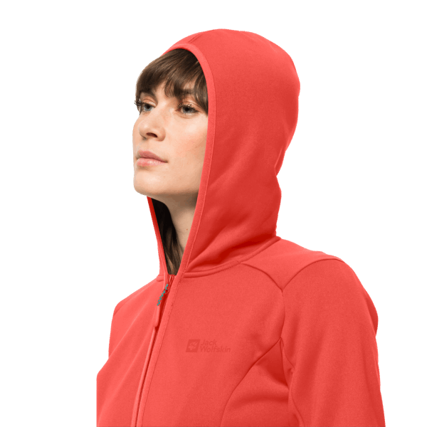 Baiselberg Jack Wolfskin Hot Coral-collectie Met Volledige Rits En Capuchon Voor Dames