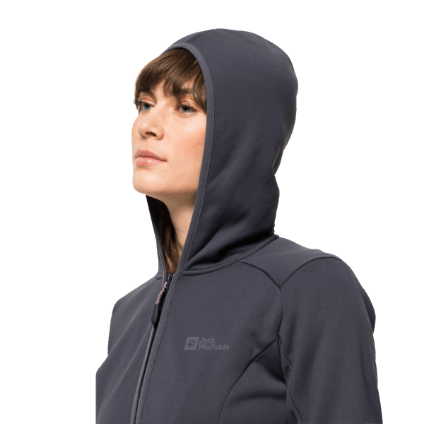 Baiselberg Jack Wolfskin Collecties Met Volledige Ritssluiting En Capuchon Voor Dames Grafiet