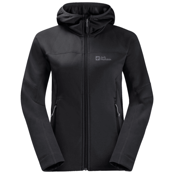 Zwarte Origins Jack Wolfskin Hirschberg Damescapuchon Met Volledige Ritssluiting