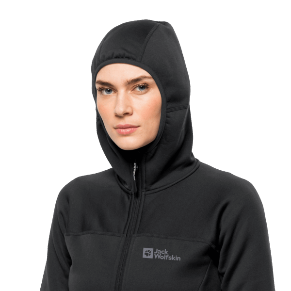 Zwarte Origins Jack Wolfskin Hirschberg Damescapuchon Met Volledige Ritssluiting