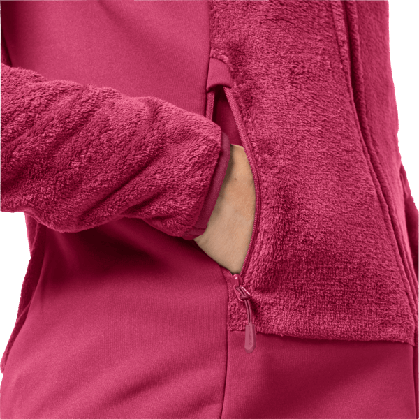Jack Wolfskin Met Capuchon Voor Dames Met Volledige Ritssluiting En Cranberrymerken