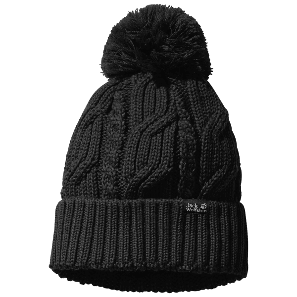 Jack Wolfskin Zwarte Stormlock Pompon Muts Nieuw
