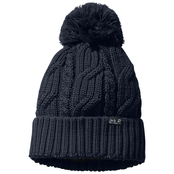 Jack Wolfskin Collectie Nachtblauwe Stormlock Beanie Met Pompon