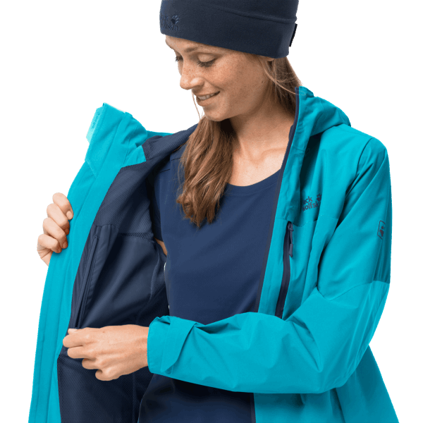 Donker Aqua Jack Wolfskin Dames Wandeljack Mode