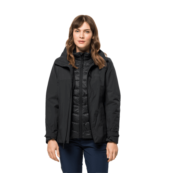Zwarte Dames Feldberg 3in1 Jas Merken Jack Wolfskin