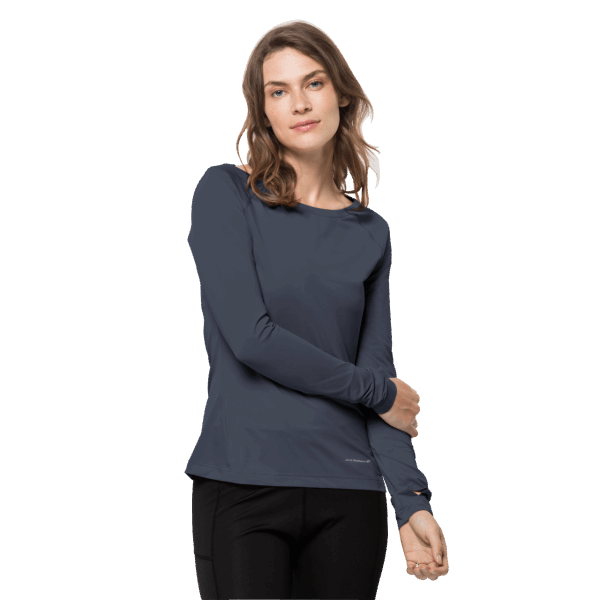 Ombre Blauwe Originele Jack Wolfskin Tasman Lange Mouw Voor Dames
