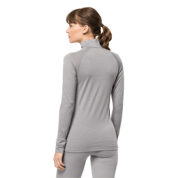 Middengrijze Jack Wolfskin Dames Alpspitze Wol Met Lange Mouwen En Halve Ritssluiting Hot