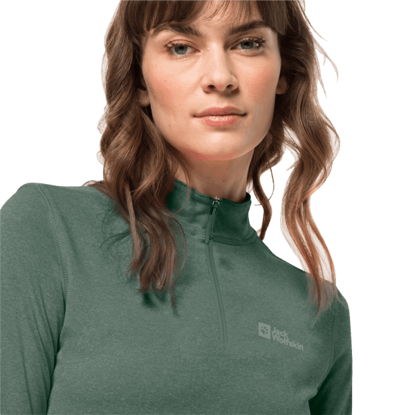Collecties Sky Thermal Jack Met Halve Rits Wolfskin Hedge Groen Voor Dames