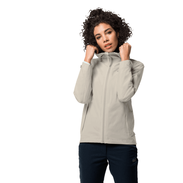Hete Stoffige Grijze Jack Wolfskin Jwp-shell Voor Dames