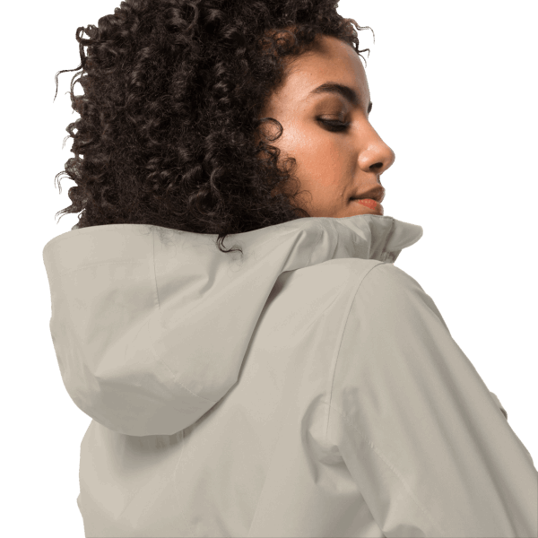 Hete Stoffige Grijze Jack Wolfskin Jwp-shell Voor Dames