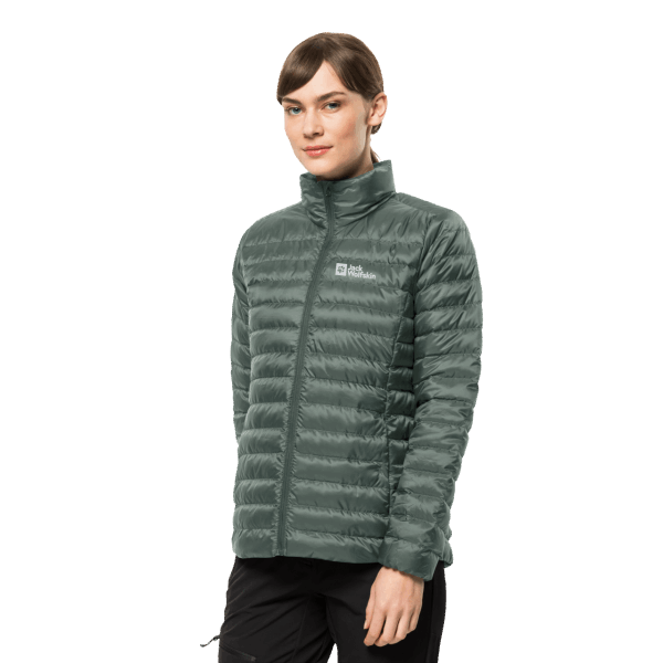 Fashion Jack Wolfskin Dames Pack & Go Donsjack Hedge Green
