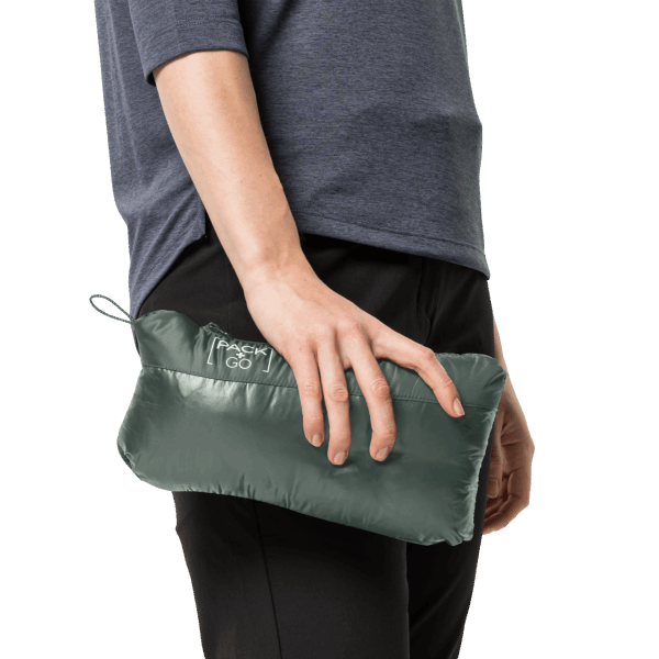 Fashion Jack Wolfskin Dames Pack & Go Donsjack Hedge Green