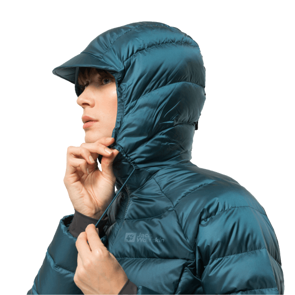 Blauw Koraal Jack Wolfskin Nebelhorn Dons Hoody Merk Voor Dames