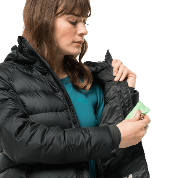 Zwarte Merken Jack Wolfskin Nebelhorn-donshoodie Voor Dames