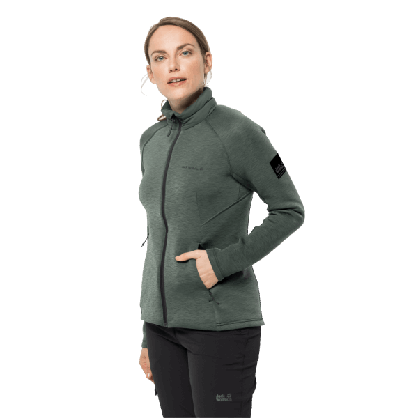 Dames Atletische Kraag Tussenlaag Nieuwe Hedge Green Jack Wolfskin