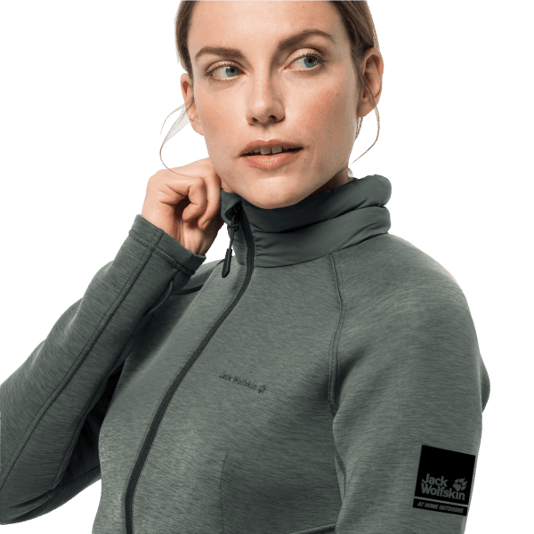 Dames Atletische Kraag Tussenlaag Nieuwe Hedge Green Jack Wolfskin
