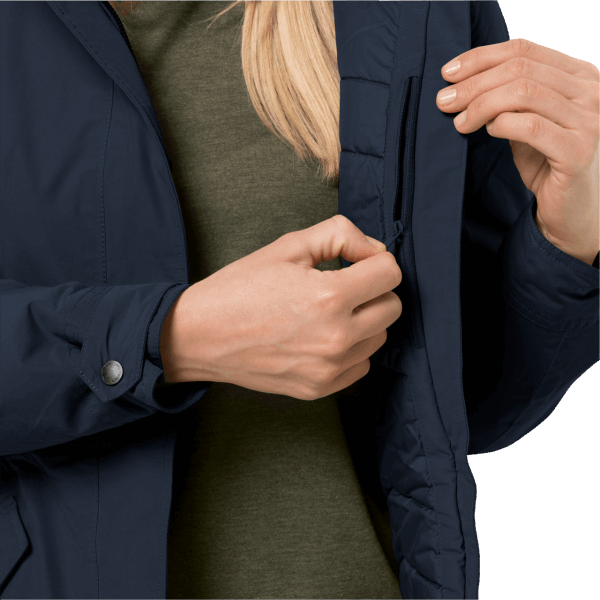 Brand Jack Wolfskin Nachtblauwe Wildwood Parka Voor Dames