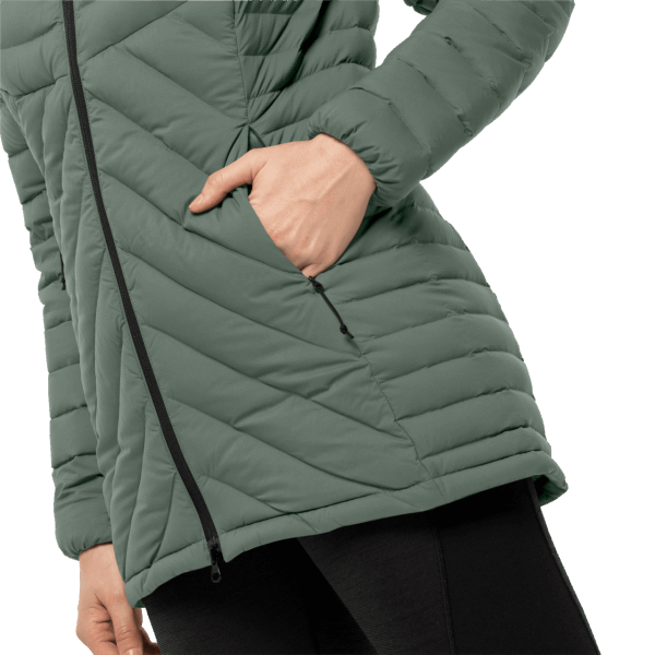 Jack Wolfskin Nieuwe Atletische Donsjas Voor Dames, Hedge Green