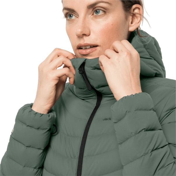 Jack Wolfskin Nieuwe Atletische Donsjas Voor Dames, Hedge Green