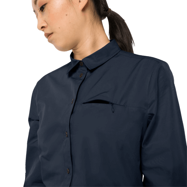 Het Oprolbare Overhemd Van Het Meer Van Vrouwen Middernacht Blauwe Hefboom Wolfskin Heet