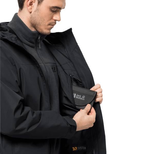 Heren Jas Taubenberg 3in1 Jack Wolfskin Hot Zwart