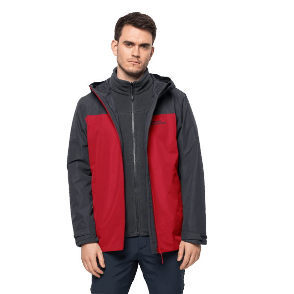 Heren Taubenberg 3in1 Jas Fashion Jack Wolfskin Adrenaline Rood