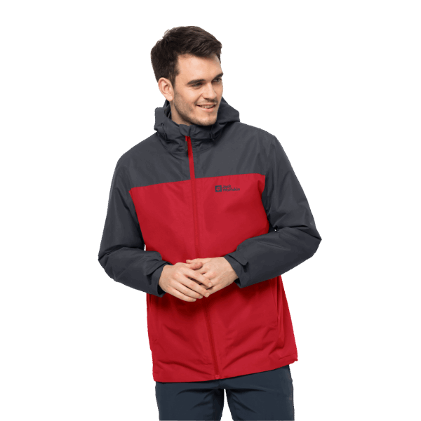 Heren Taubenberg 3in1 Jas Fashion Jack Wolfskin Adrenaline Rood