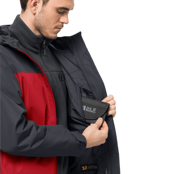 Heren Taubenberg 3in1 Jas Fashion Jack Wolfskin Adrenaline Rood
