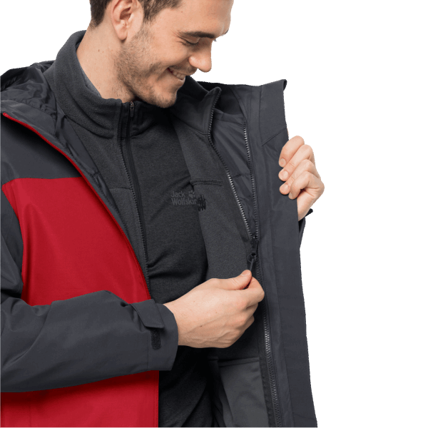 Heren Taubenberg 3in1 Jas Fashion Jack Wolfskin Adrenaline Rood