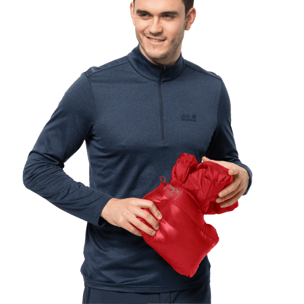 Jack Wolfskin Heren Pack & Go Donsjack Origineel Adrenaline Rood