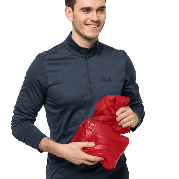 Heren Pack & Go Donsvest Origin Adrenaline Red Jack Wolfskin