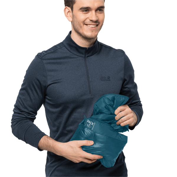 Jack Wolfskin Blauw Koraal Heren Pack & Go Donsvest Van Het Merk