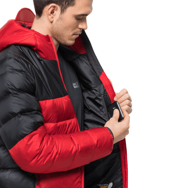 Jack Wolfskin Brands Nebelhorn Down Hoody Adrenaline Rood Voor Heren