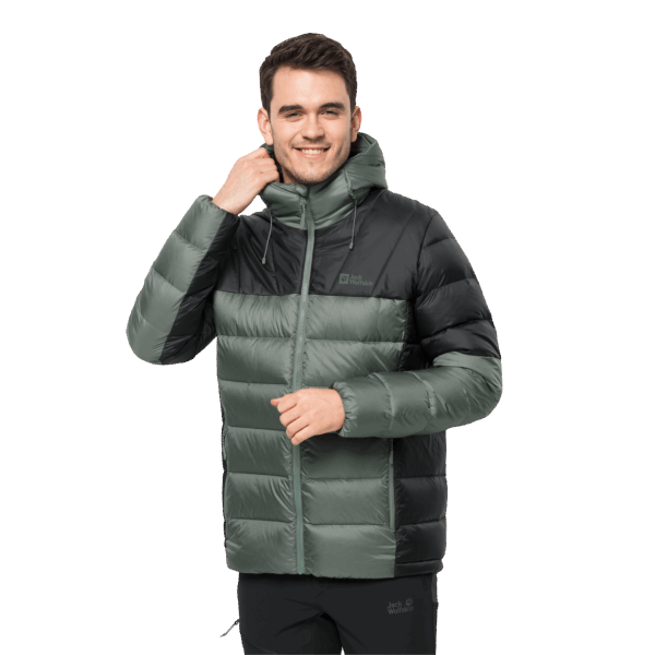 Jack Wolfskin Heren Nebelhorn Dons Hoody Hedge Green Hot