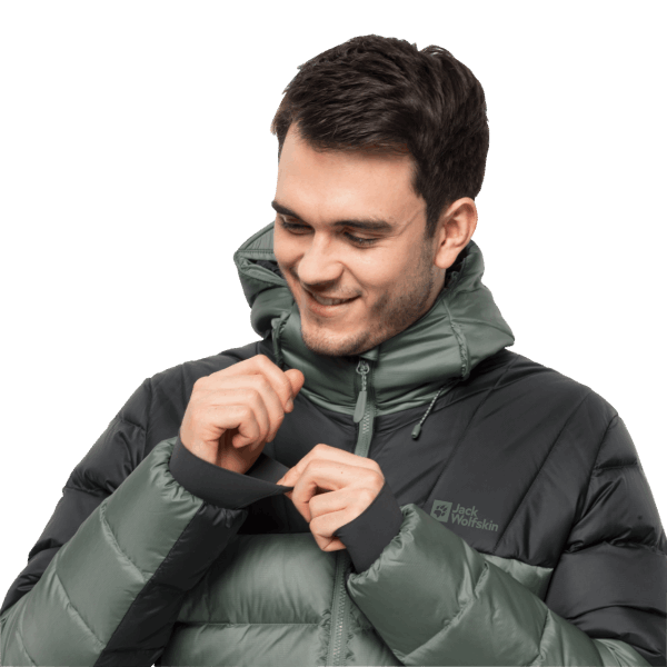Jack Wolfskin Heren Nebelhorn Dons Hoody Hedge Green Hot