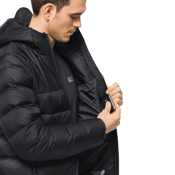 Jack Wolfskin Nebelhorn Dons Hoody Voor Heren Beste Zwart