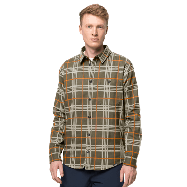 Origineel Heren Cabin View Overhemd Jack Wolfskin Dusty Olive Checks