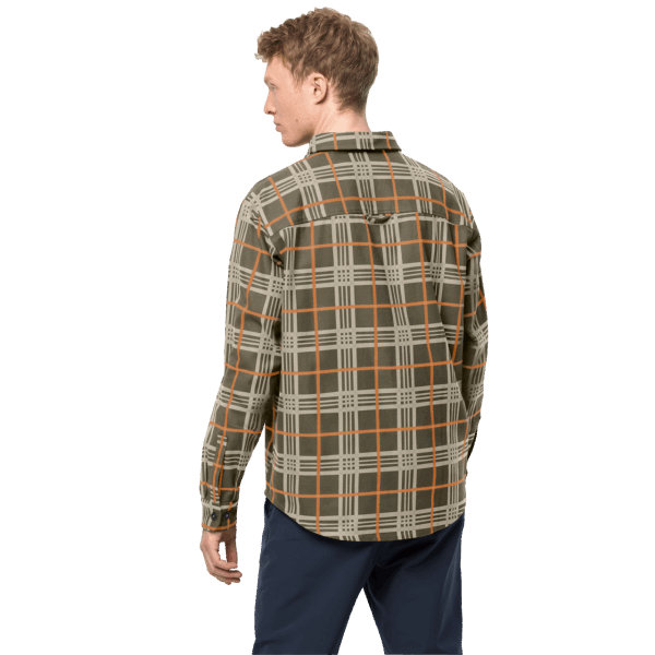 Origineel Heren Cabin View Overhemd Jack Wolfskin Dusty Olive Checks