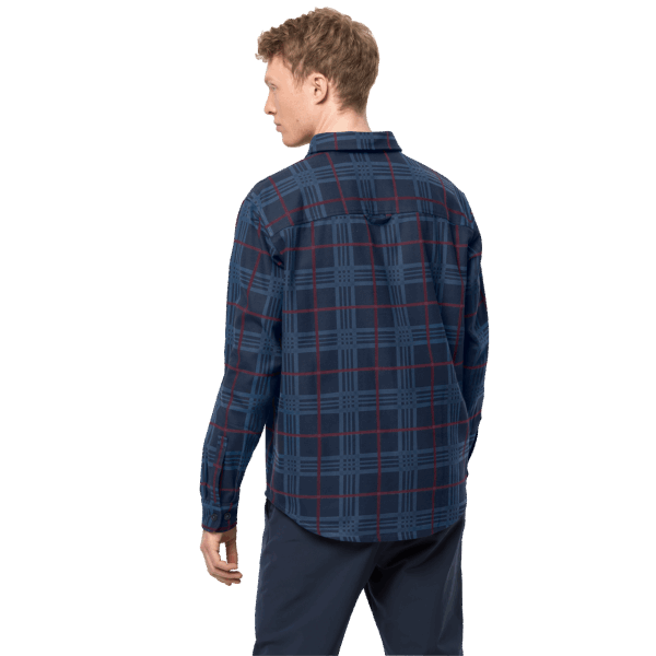 Hot Heren Cabin View Overhemd Nachtblauw Geruit Jack Wolfskin