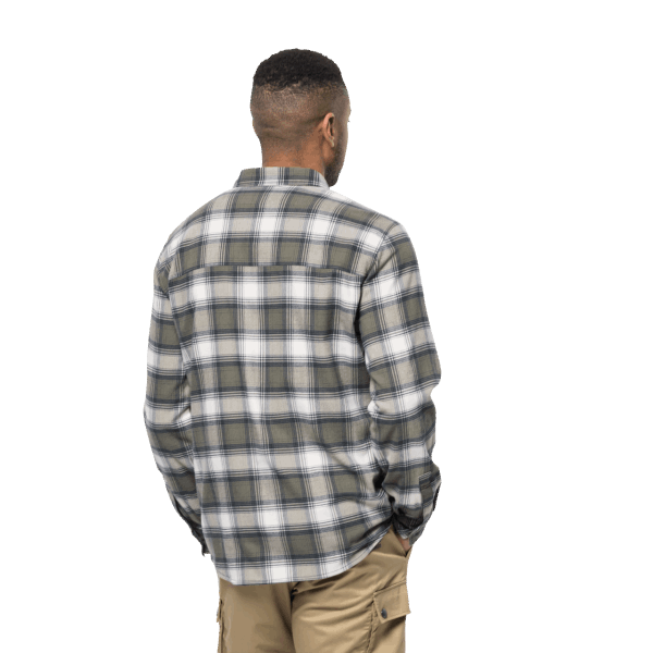 Best Jack Wolfskin Dusty Olive Checks Wanderweg-overhemd Voor Heren