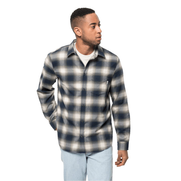 Collectie Nachtblauw Geruit Heren Wanderweg-overhemd Jack Wolfskin