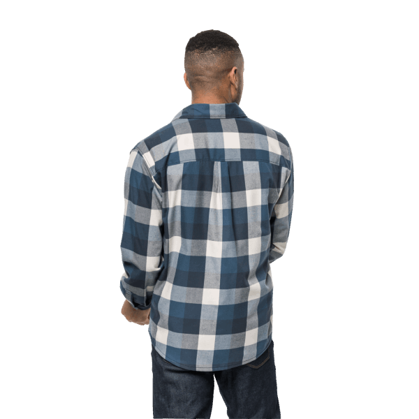 Heren Felsenweg Overhemd Jack Wolfskin Donderblauw Geruit Collecties
