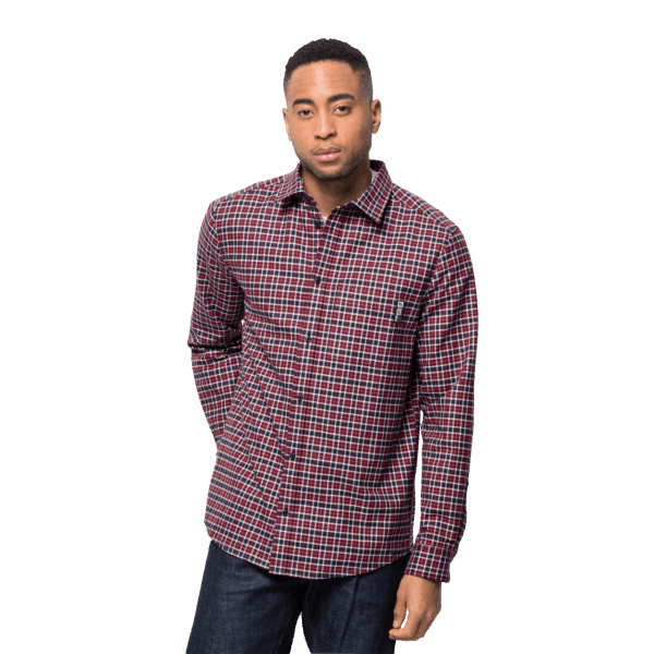 Jack Wolfskin Cordovan Red Checks Hot Men's Bergweg Shirt